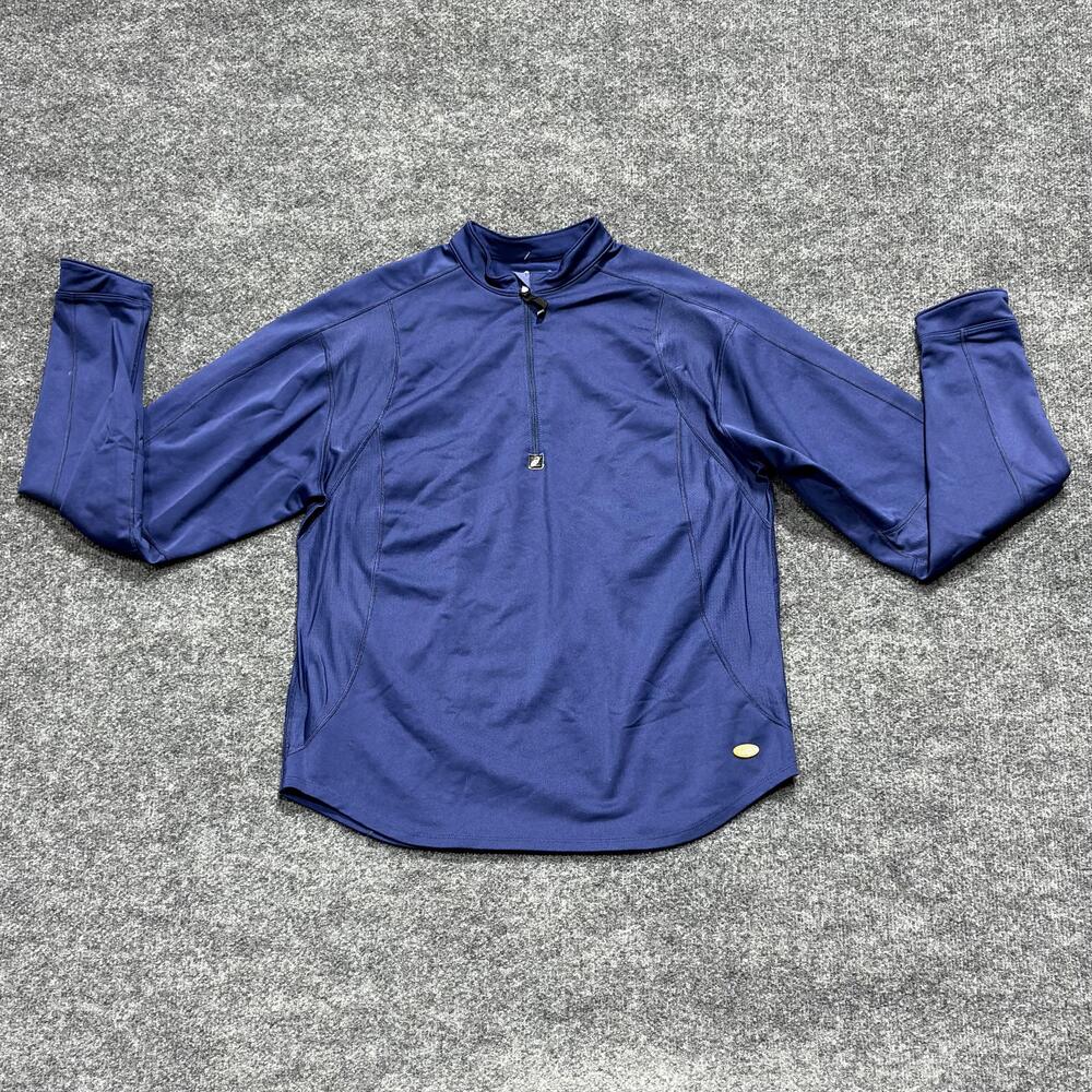 Asics Pullover Shirt Mens Medium Blue Semi-Fitted Made USA Polyester Running Top